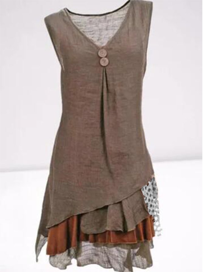 Sleeveless Cotton-Blend Casua...