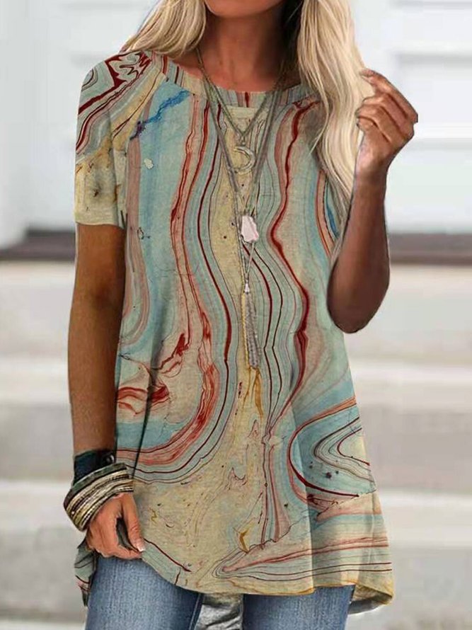 Abstract Cotton-Blend Casual ...