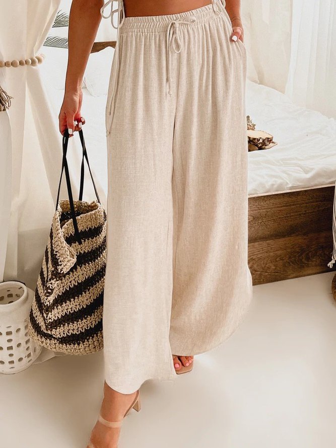 Casual Cotton Linen Loose Tro...