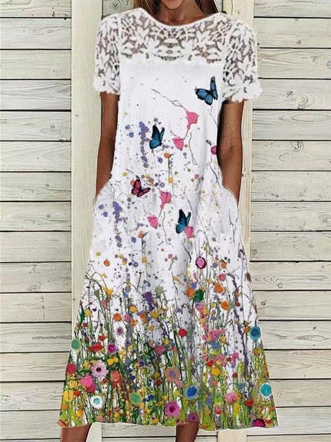 Neck Regular Fit Floral Dress...