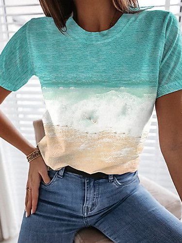 Ombre/tie-Dye Short Sleeve Ca...
