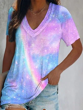 Neck Ombre Loosen Shirts & To...