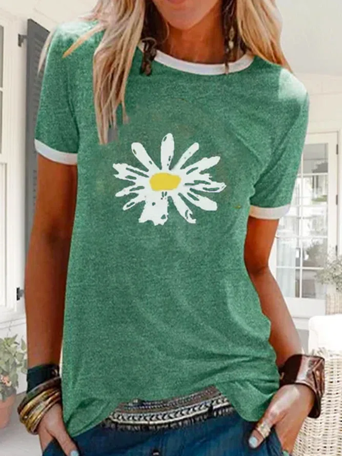 Green Short Sleeve Crew Neck ...