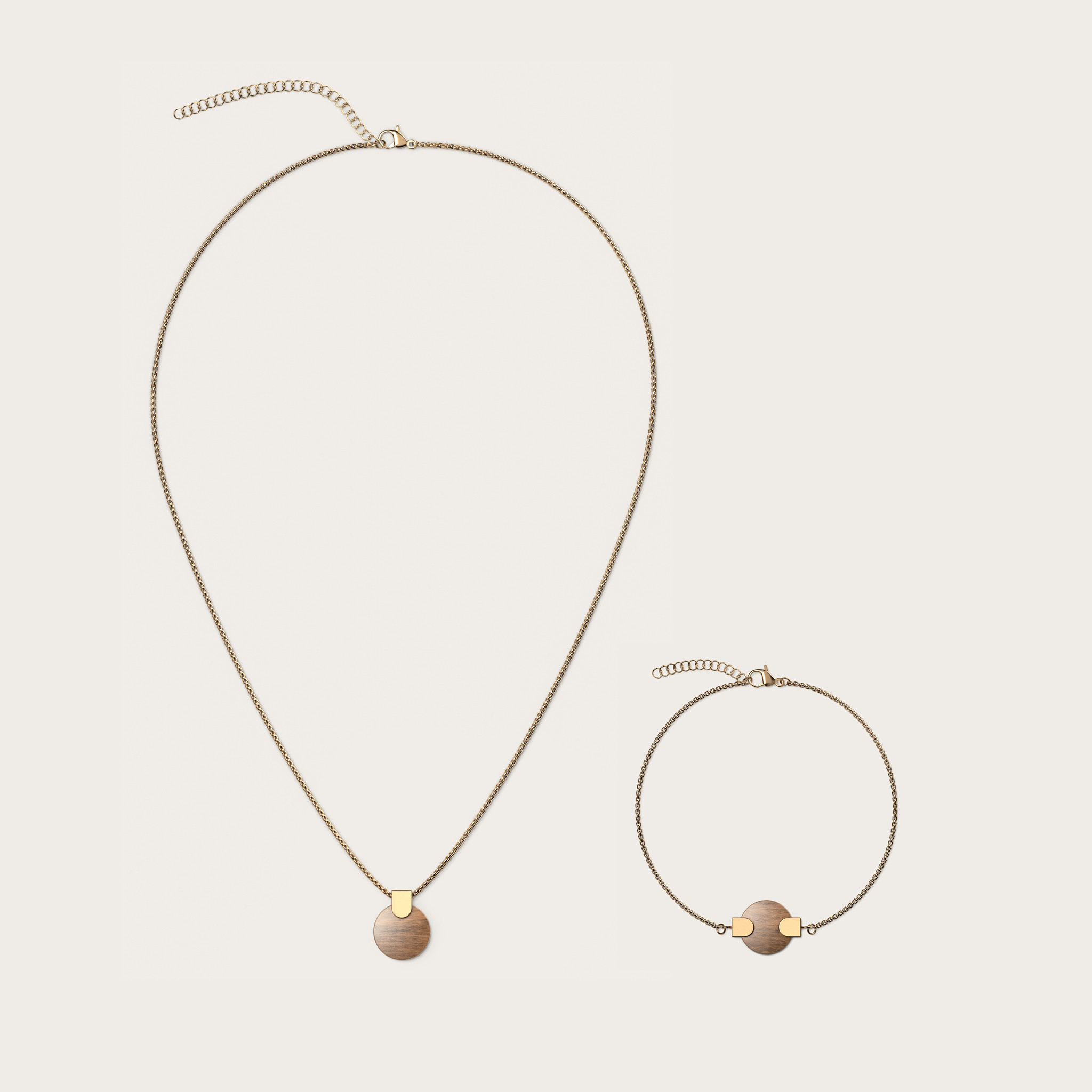 Image of Gift Set Circular Walnut & Gold