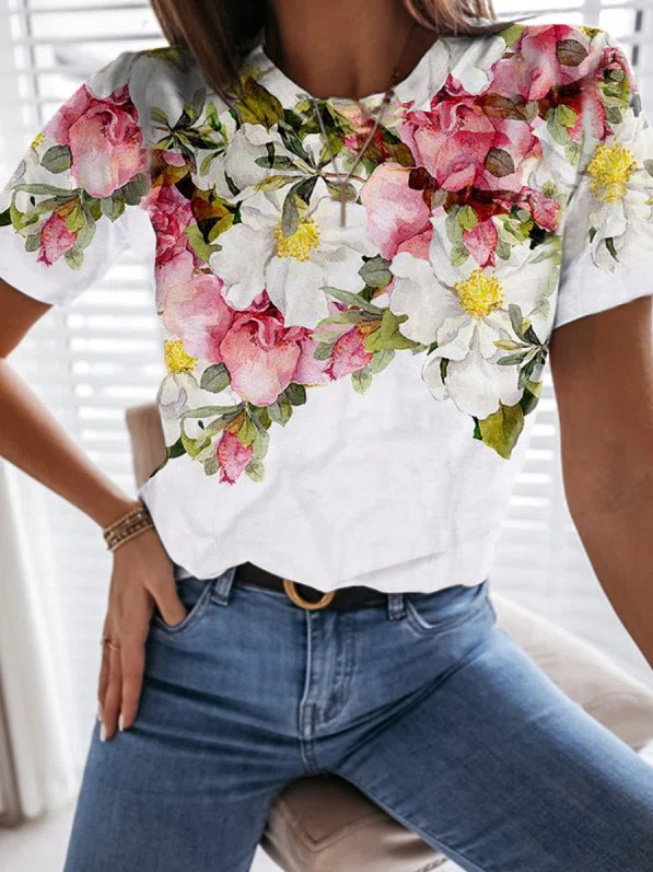 Neck Floral Vacation Shirts &...