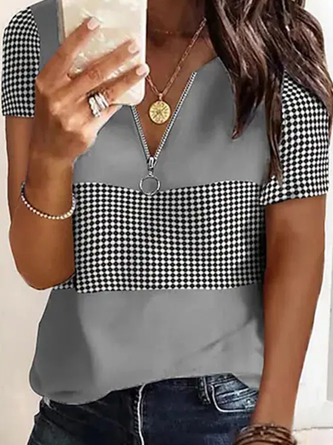 Neck Vintage Short Sleeve T-S...