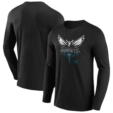 T-shirt a maniche lunghe con logo Fade Graphic di Charlotte Hornets - Uomo