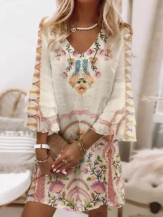    Boho Long Sleeve women Dre...