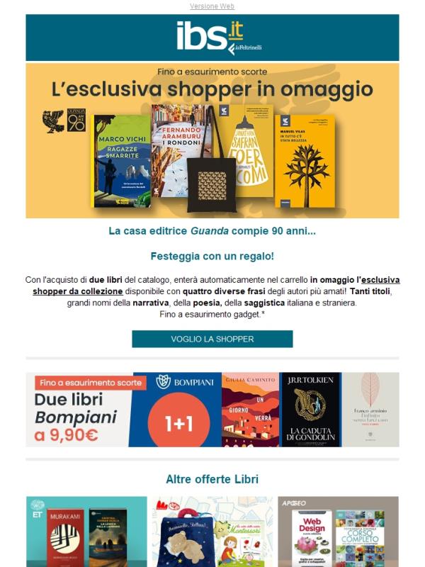 Shopper in omaggio con 2 libri Guanda! Festeggia i 90 anni della casa editrice