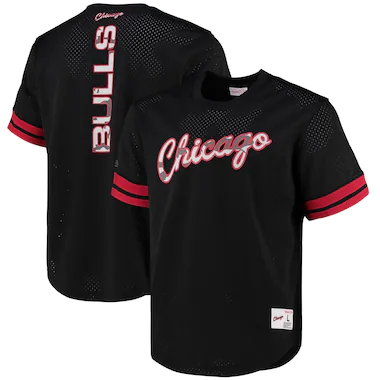 Chicago Bulls Mitchell & Ness T-shirt girocollo in rete nera - Uomo