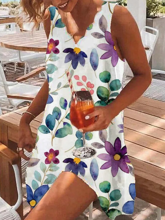 Casual Floral Short Sleeve Kn...