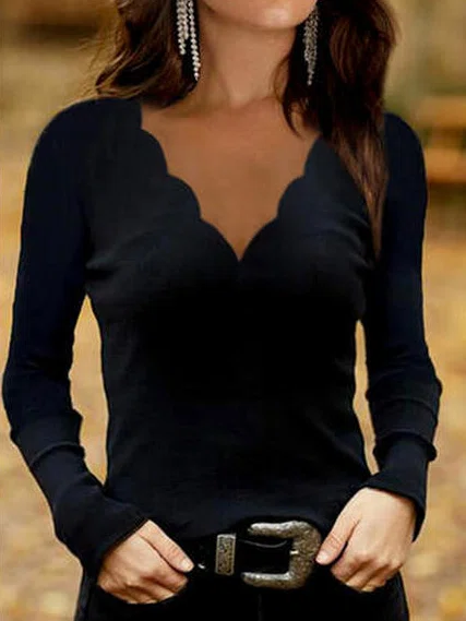   Regular Fit V Neck Plain To...