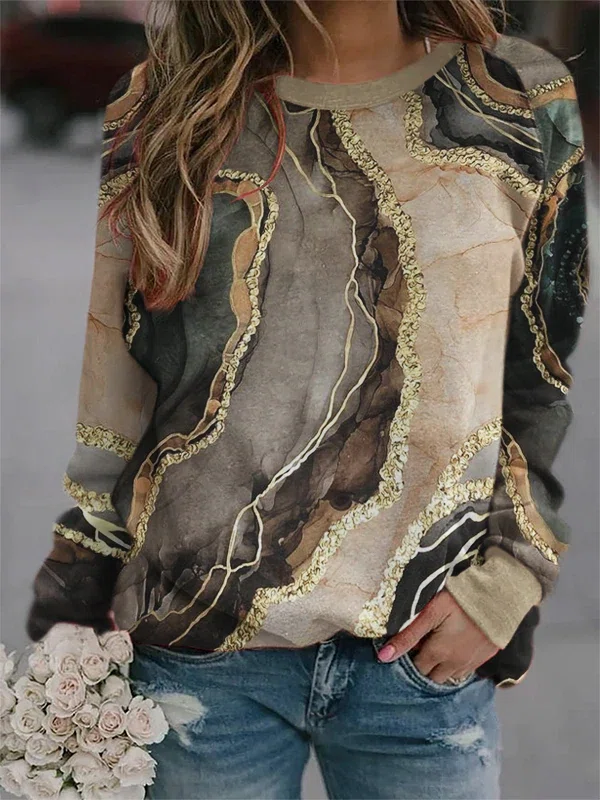 Geometric Cotton Blends Sweat...