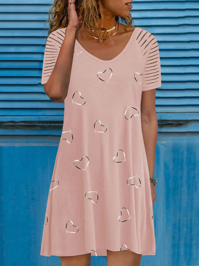 Casual V Neck Short Sleeve Kn...