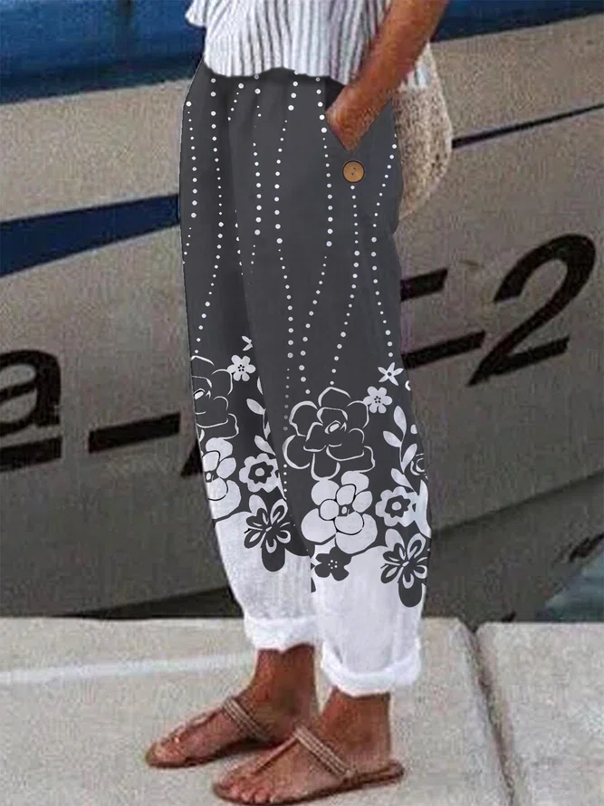 Loosen Pockets Floral Printed...