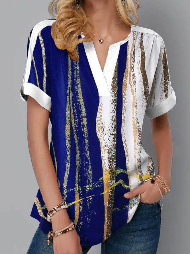       Short Sleeve Casual Tun...