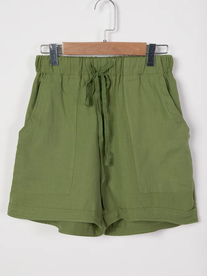     Pockets Plain Casual Shor...