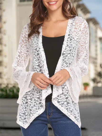 Cardigan Casual Frill Sleeve ...