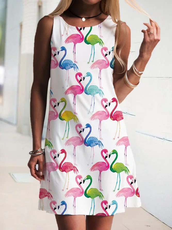 Print Sleeveless Casual Mini ...