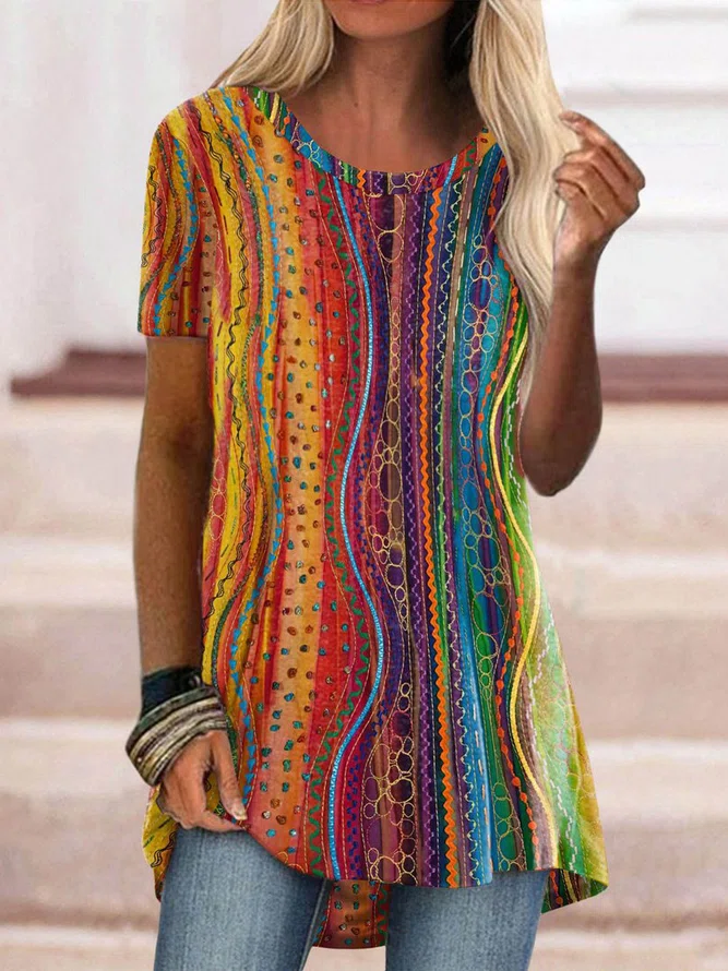 Colorful StripesCasual Tunic ...