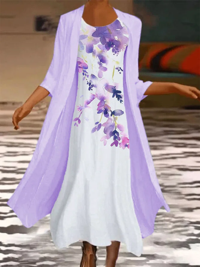 Round Neck Maxi Dress Two-pie...