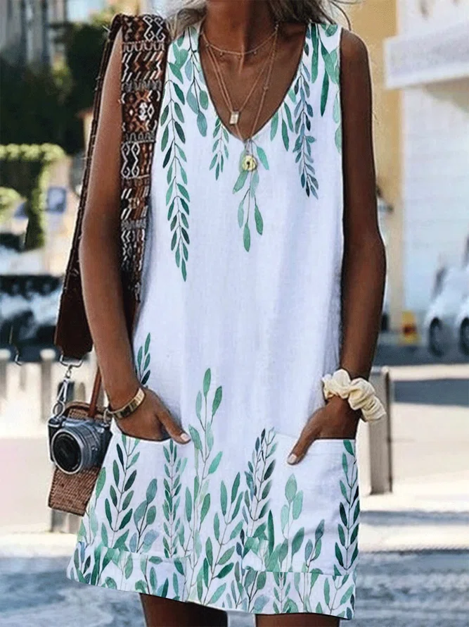 Sleeveless Casual Weaving Dre...