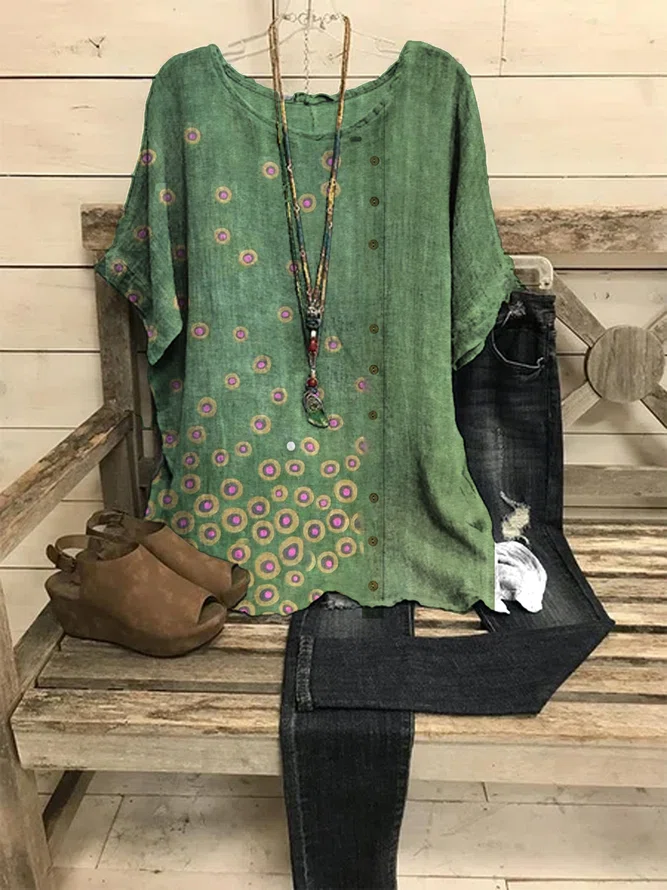 Neck Floral Vacation Tunic To...