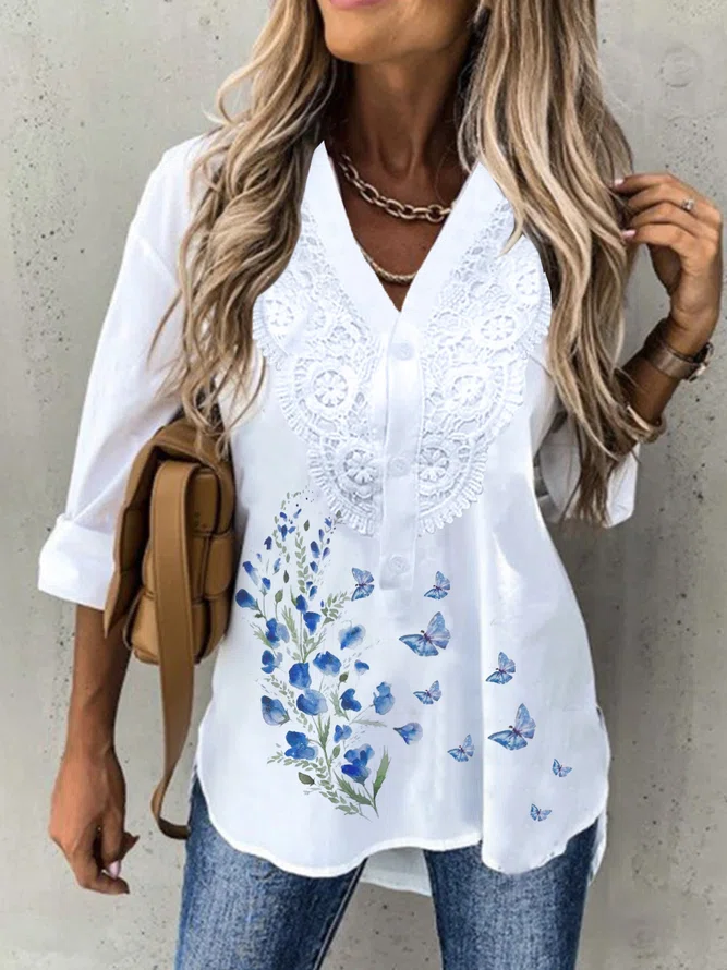 Neck Elegant Long Sleeve T-sh...