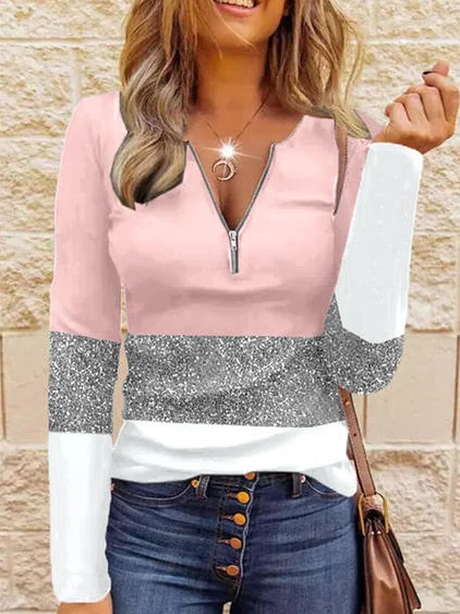 Zipper Colorblock Daily T-Shi...