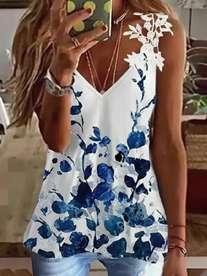 Floral Loosen Short Sleeve T-...