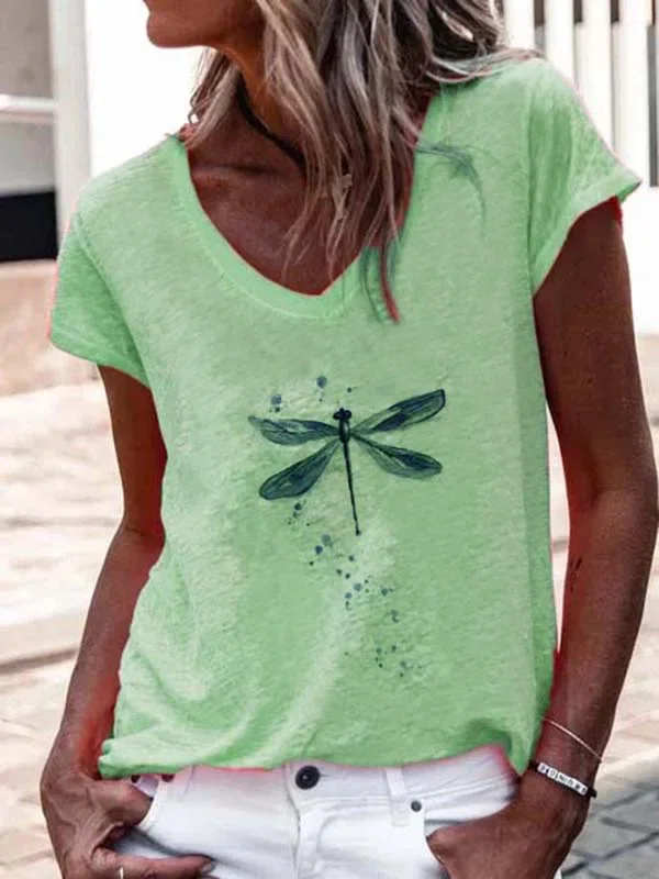Casual Short Sleeve Cotton-Bl...