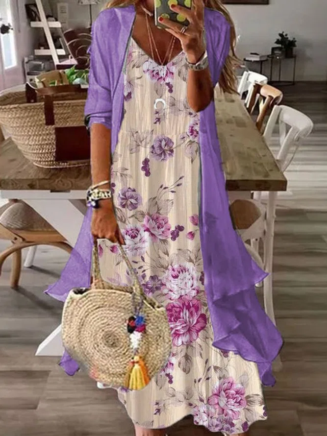 Floral Printed Vacation Maxi ...