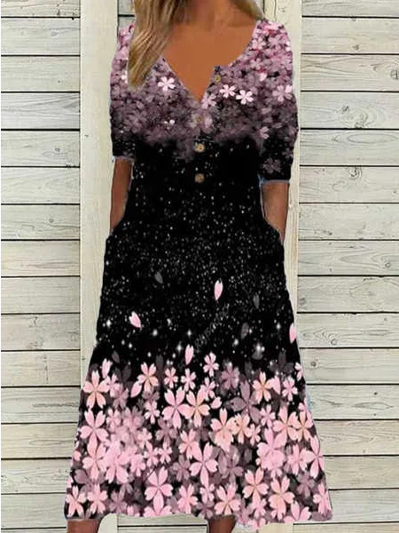 V Neck Short Sleeve Women Dre...