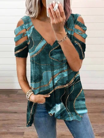 Short Sleeve Ombre Abstract T...