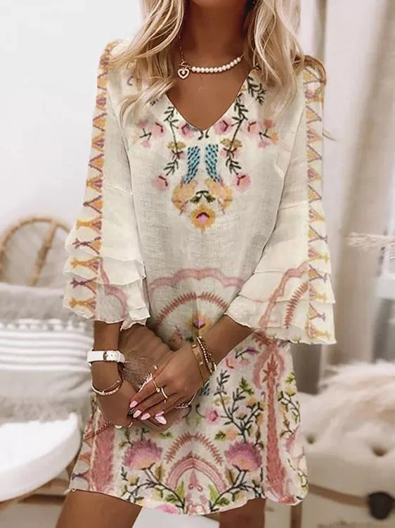    Boho Long Sleeve women Dre...