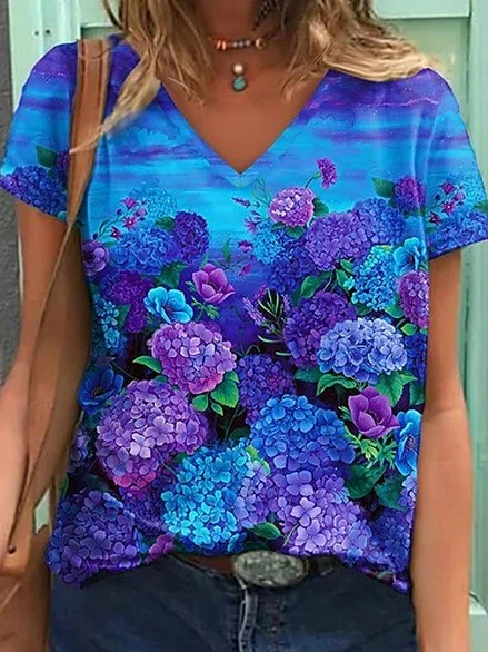 Cotton Blends Short Sleeve T-...