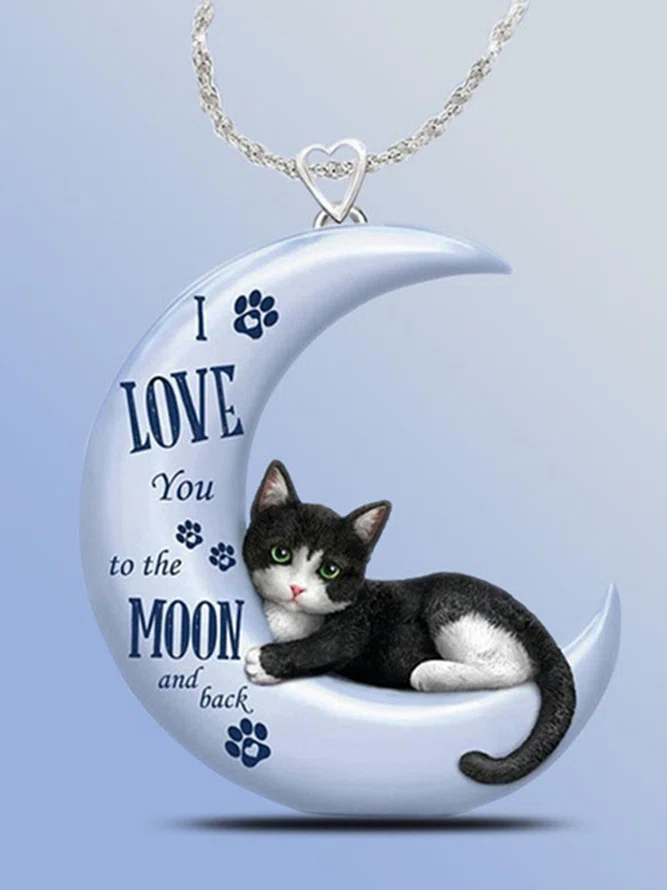 JFN  Resin  Moon  Cat  Neckla...