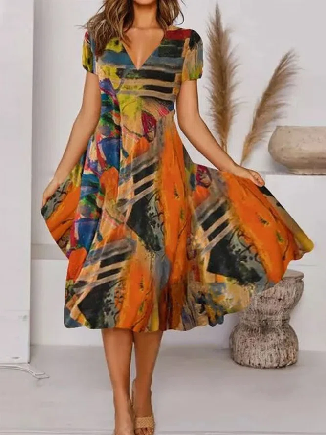 Printed V Neck Floral Weaving...