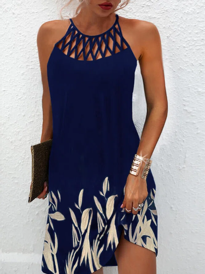      Floral Sexy Halter Dress...