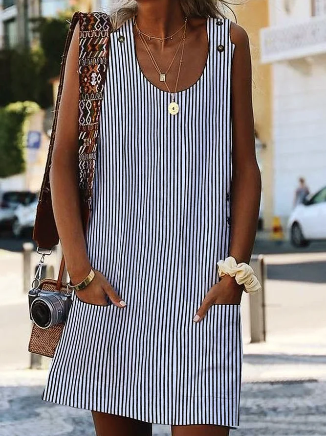 Daily Boho Pockets Striped Dr...