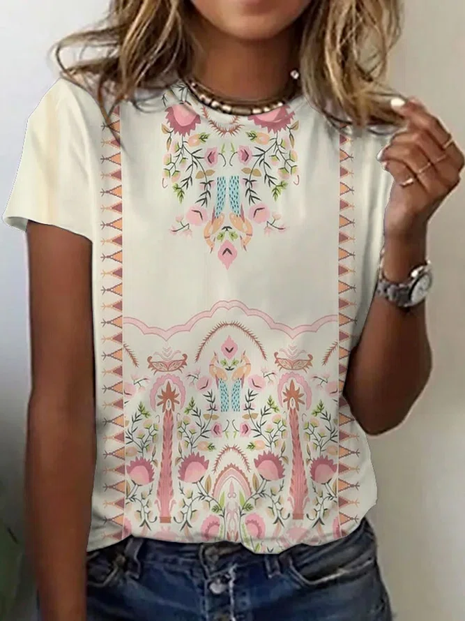 Tribal Crew Neck Short Sleeve...