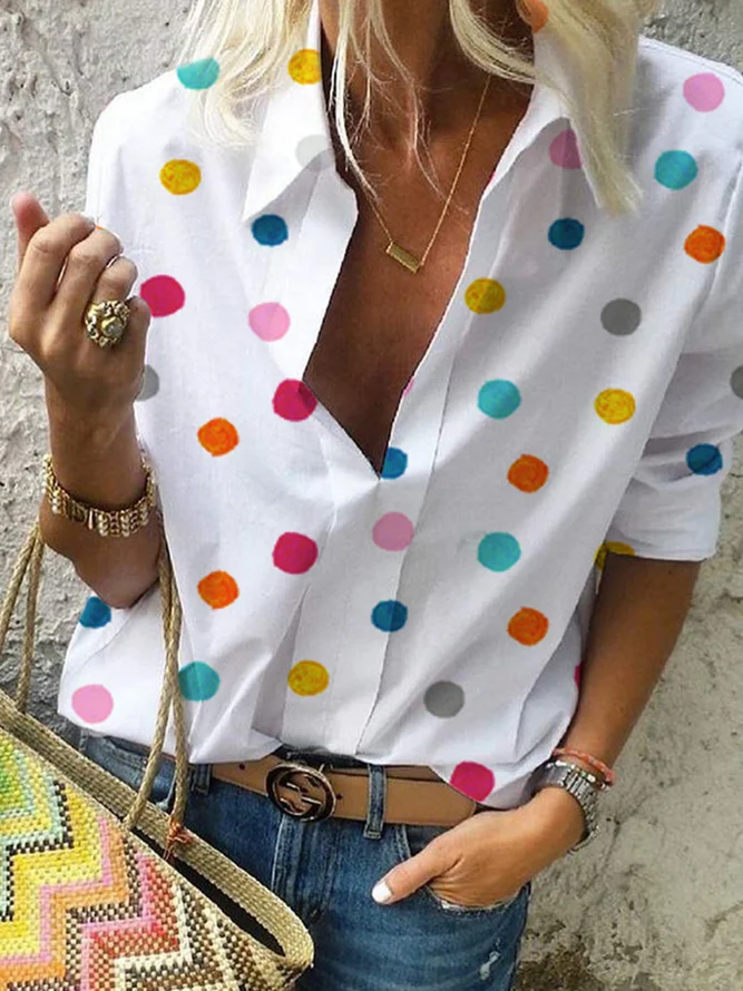 Long Sleeve Polka Dots Boho B...