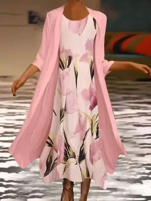 Neck Floral Casual Dress & Ca...