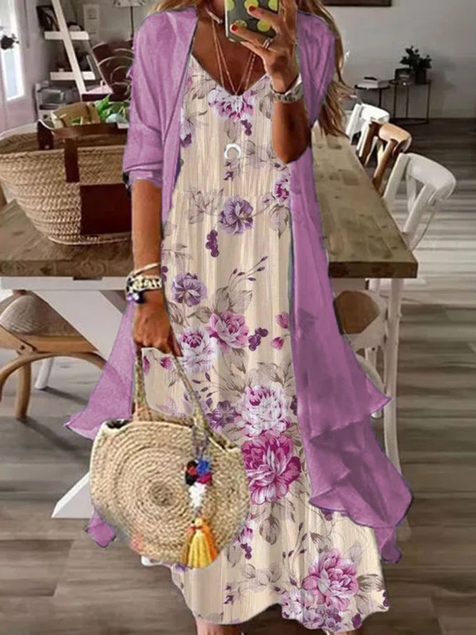 Floral Vacation Dress & Cardi...