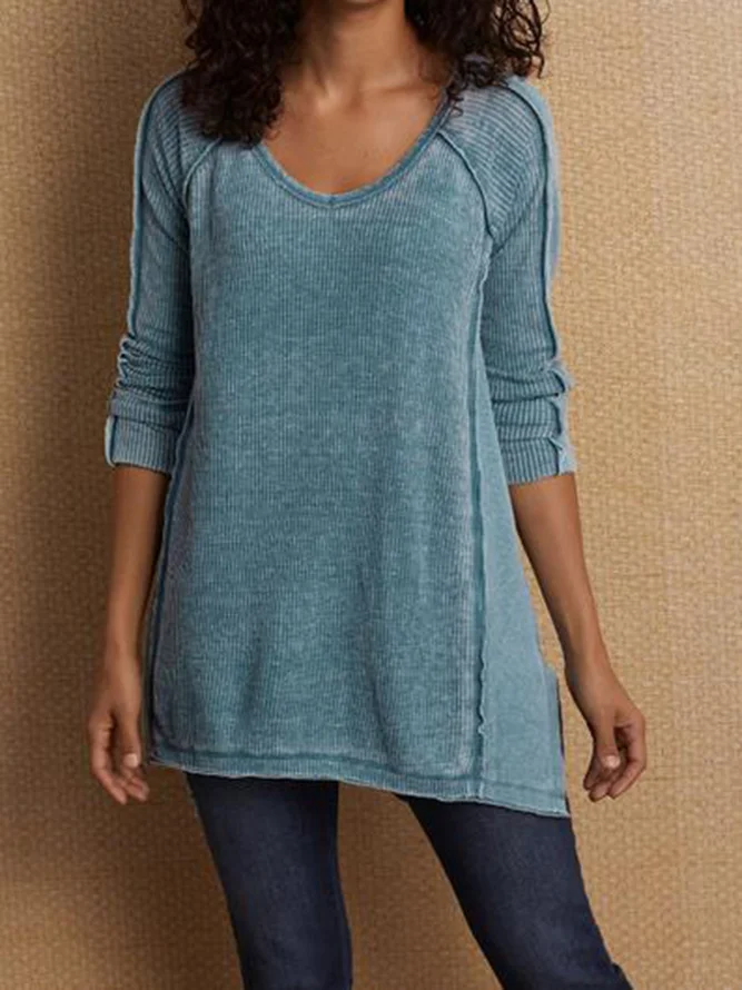 JFN V Neck Solid Casual Tunic...