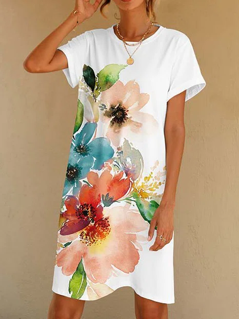 Printed Casual Simple Midi Dr...