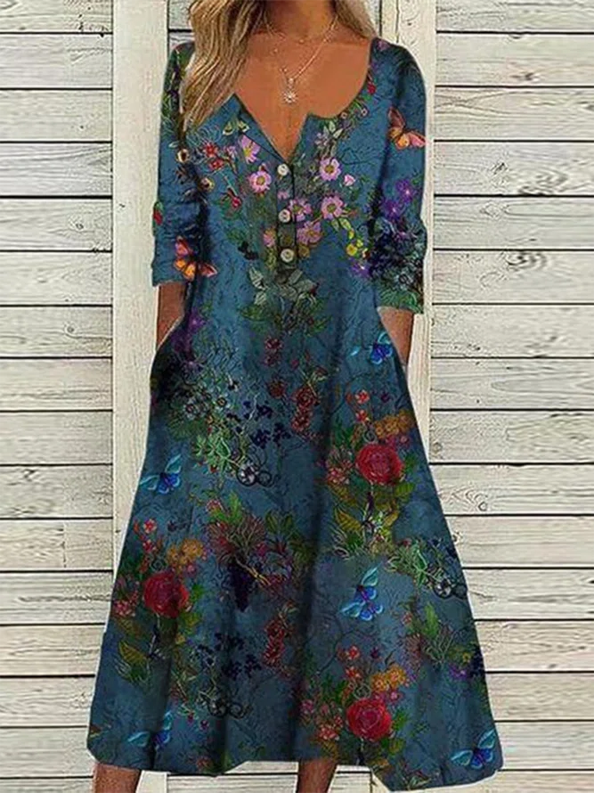 Floral Short Sleeve Woven Dre...