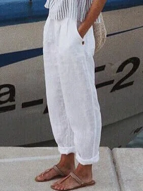 Loosen Cotton Linen Causal Pa...