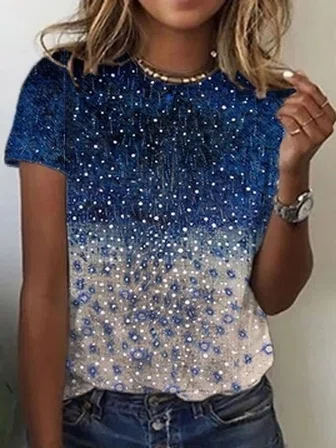 Ombre Crew Neck Short Sleeve ...