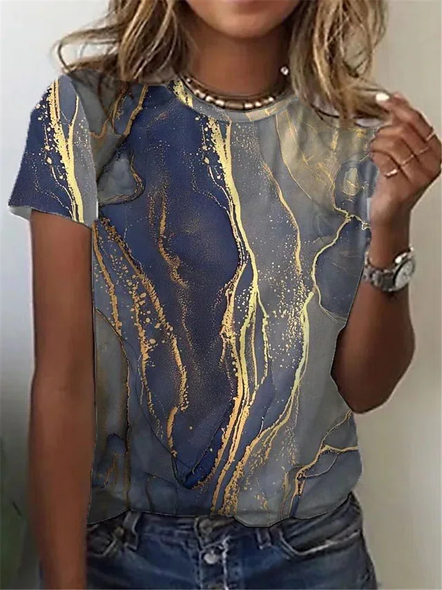 Neck Marbling Daily T-Shirt/T...
